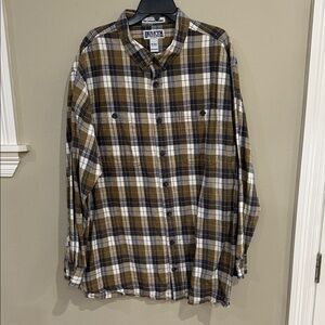 Duluth Trading Co Men's Plaid Shirt - Brown, Blue, White